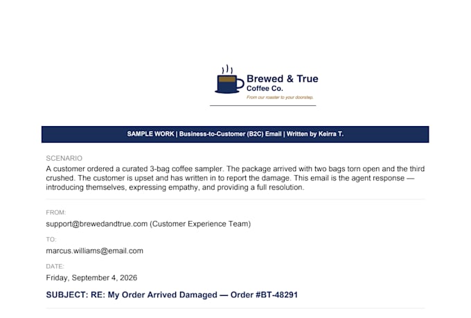 write professional customer service emails and responses